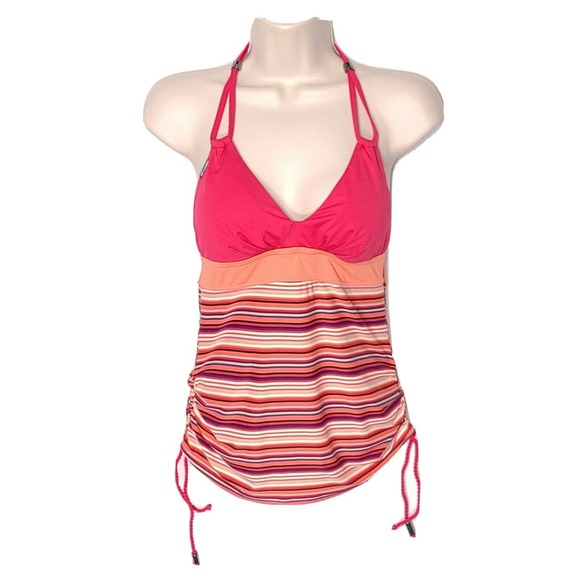 Lole Tankini Top SZ Small Striped Peach Halter - Picture 1 of 6